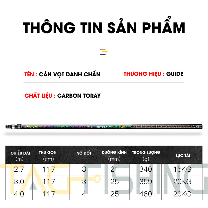 Cán vợt Guide Danh Chấn Siêu Khoẻ Đồ Câu Khánh Râu