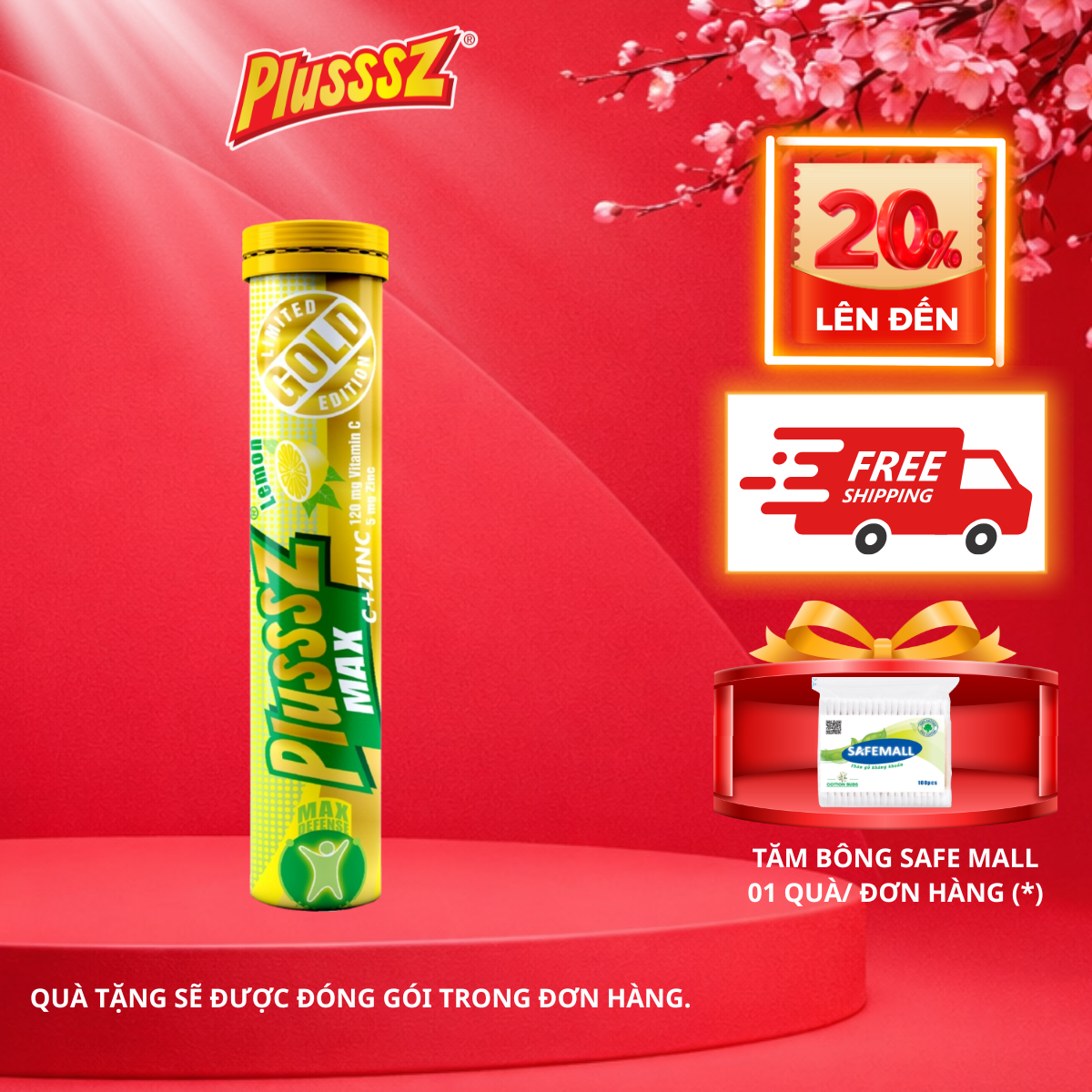 [TUÝP X 20 VIÊN] PLUSSSZ VITAMIN C & ZINC VỊ CHANH KHÔNG ĐƯỜNG - HÀNG NHẬP KHẨU