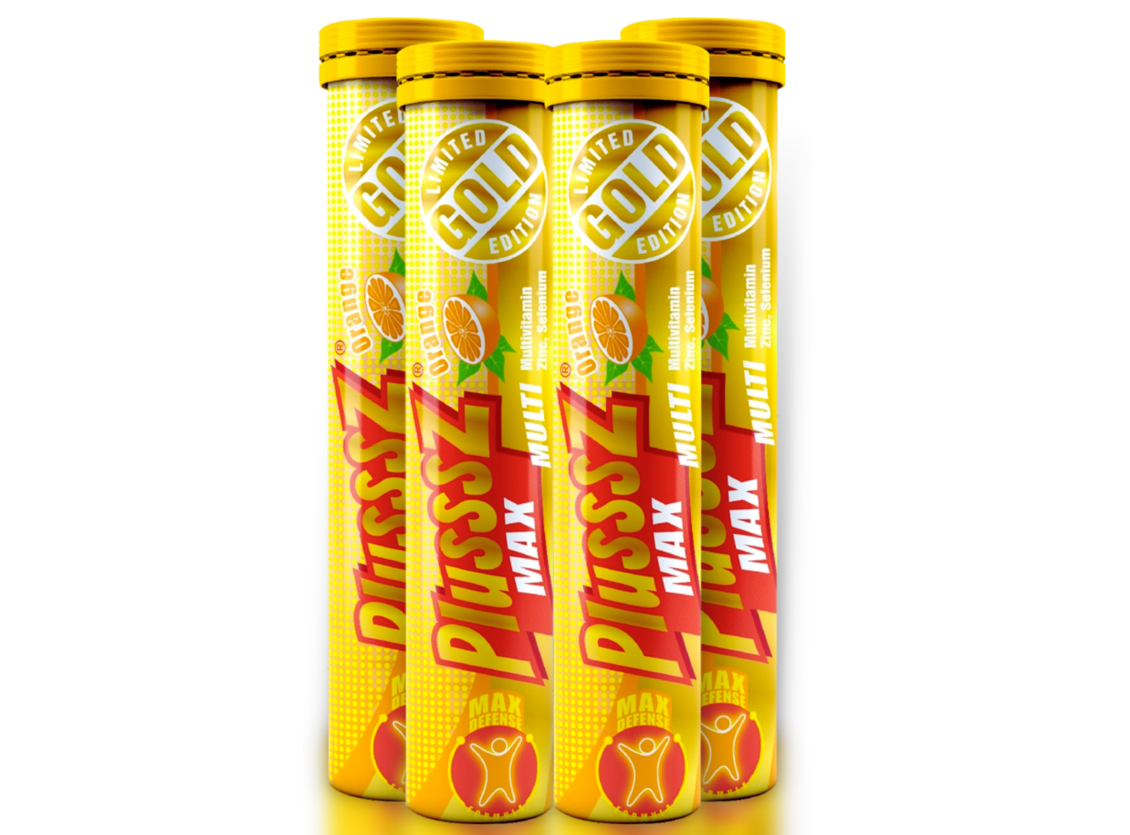 (COMBO 4 TUÝP x 20 Viên sủi) PLUSSSZ MAX MULTIVITAMIN VỊ CAM Không Đường - HÀNG NHẬP KHẨU