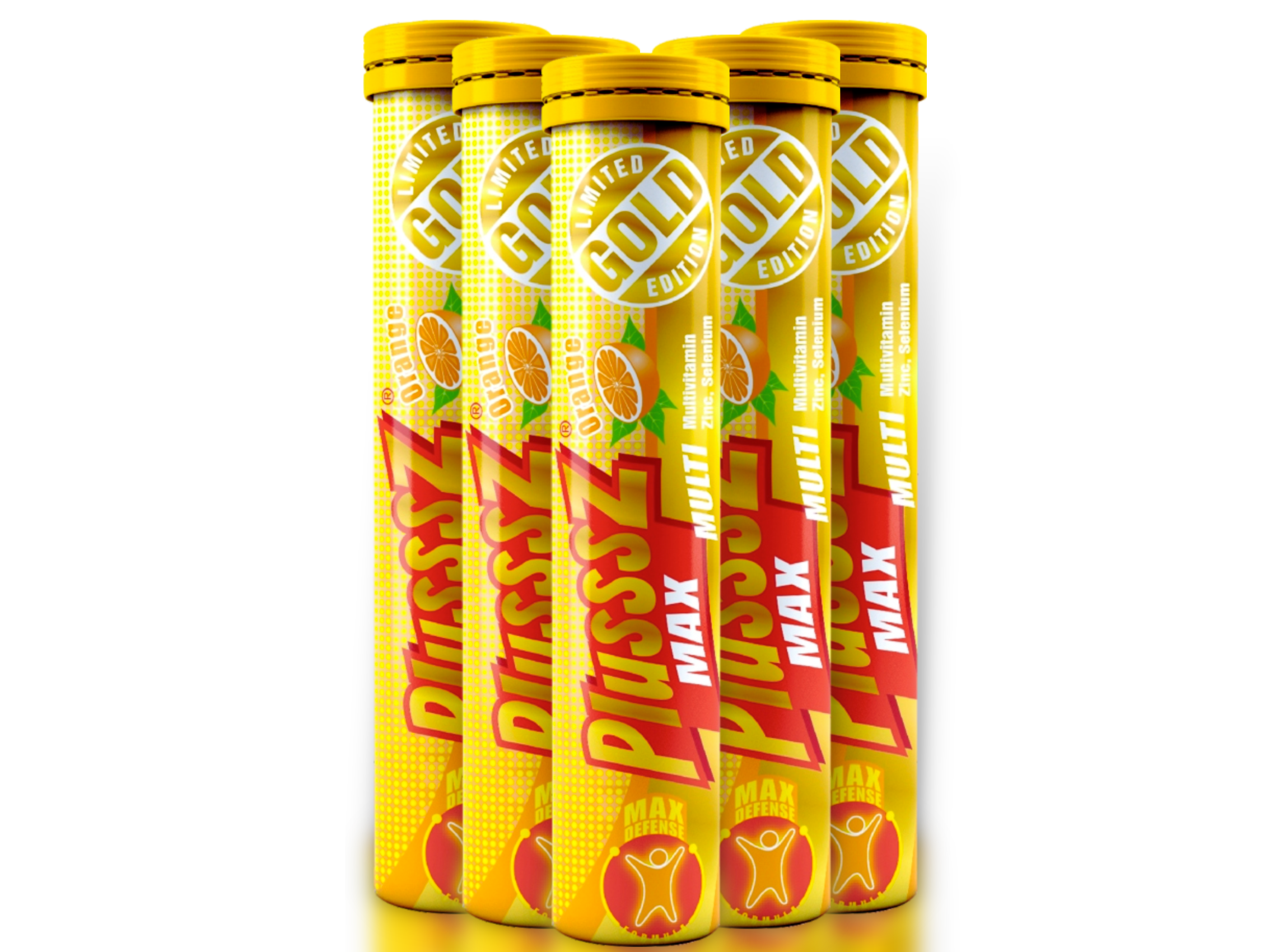 (COMBO 5 TUÝP x 20 Viên sủi) PLUSSSZ MAX MULTIVITAMIN VỊ CAM Không Đường - HÀNG NHẬP KHẨU