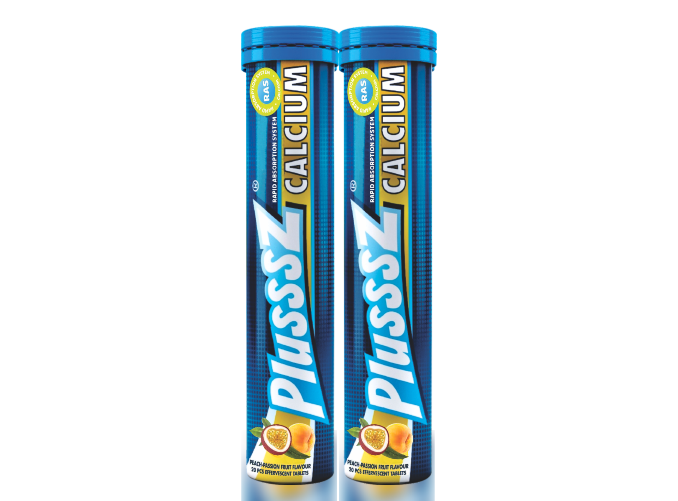 [COMBO 2 TUÝP X 20 VIÊN] PLUSSSZ CALCIUM vị đào, chanh leo không đường - Hàng nhập khẩu