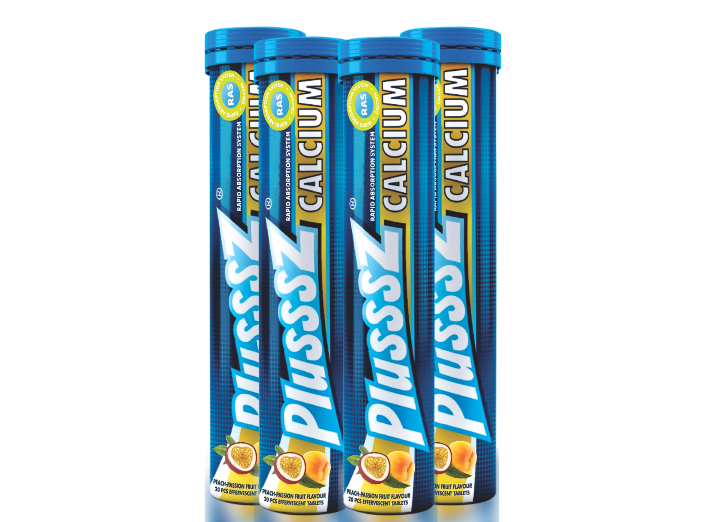 [COMBO 4 TUÝP X 20 VIÊN] PLUSSSZ CALCIUM vị đào, chanh leo không đường - Hàng nhập khẩu