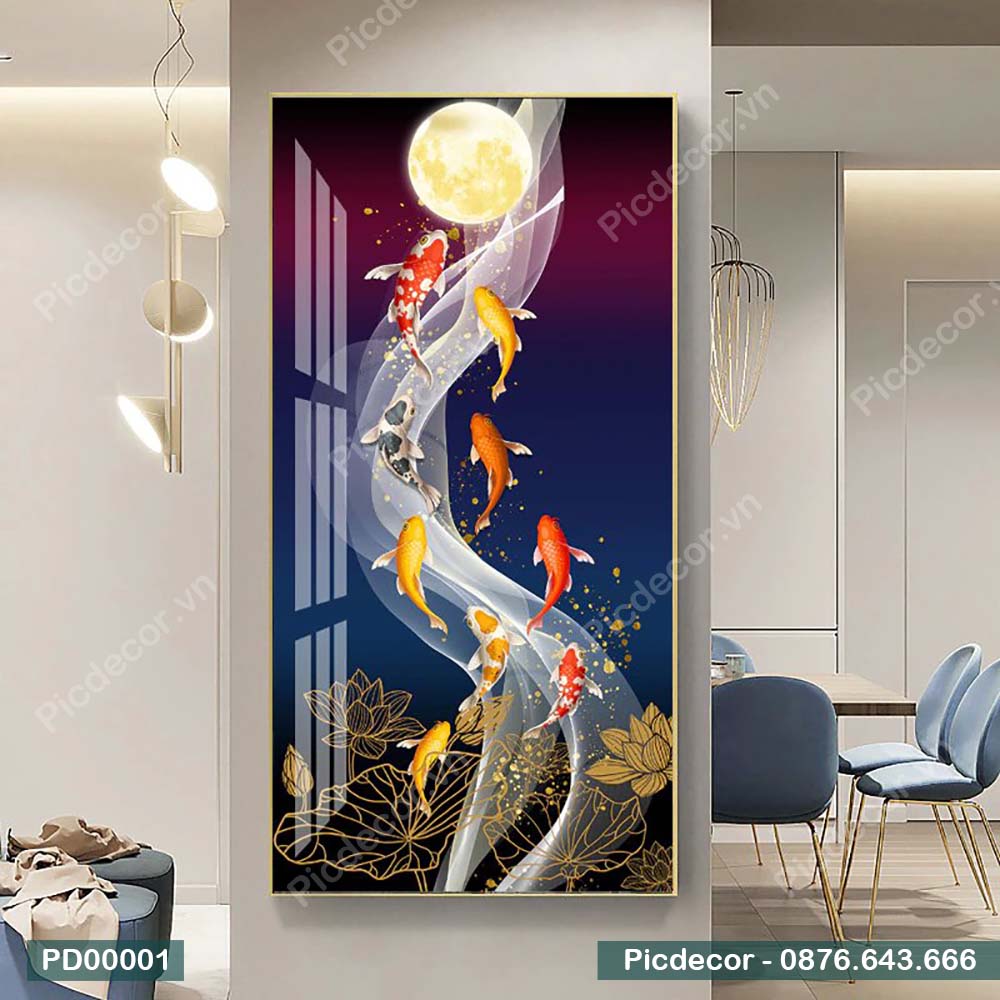 Tranh Bắc Âu Cao Cấp May Mắn 9 Cá