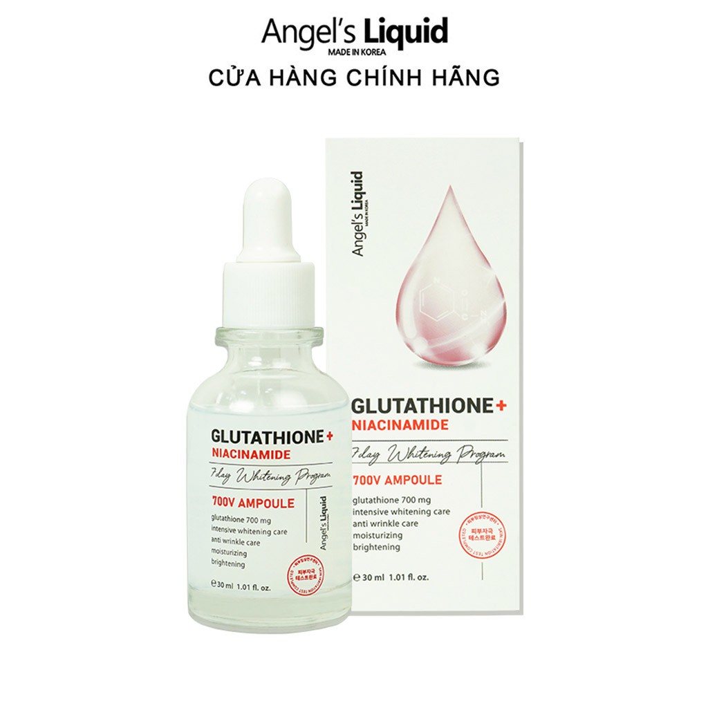 glutathione 700 serum Tinh Chất Angle's Liquid Glutathione + Niacinamide 7 Day Whitening Program 700V Ampoule 30ml May Cosmetic