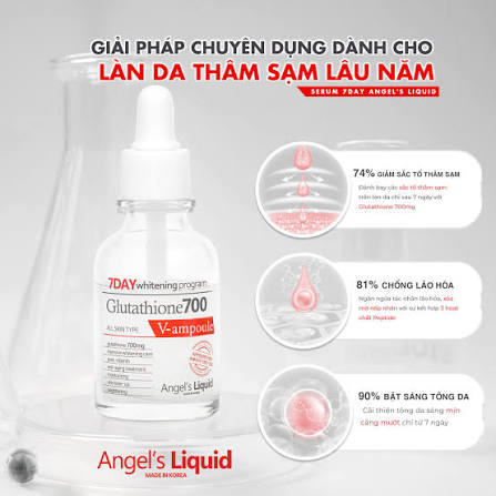 serum trng da glutathione Dng Da, Cp m a Tng Angel's Liquid 700mg + HA 7Day Whitening Program 30ml Combo 2 Serum Dng Sng