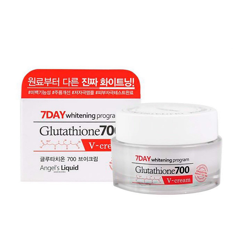 Kem Dưỡng Trắng Da Toàn Diện Angel's Liquid 7Day Whitening Program Glutathione 700 V-Cream 50ml May Cosmetic