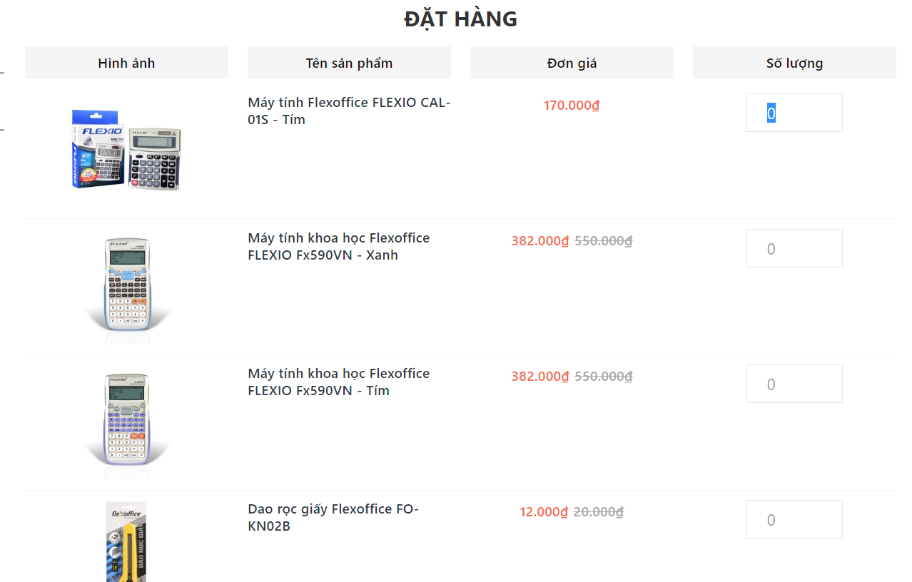 Evo office Đặt hàng