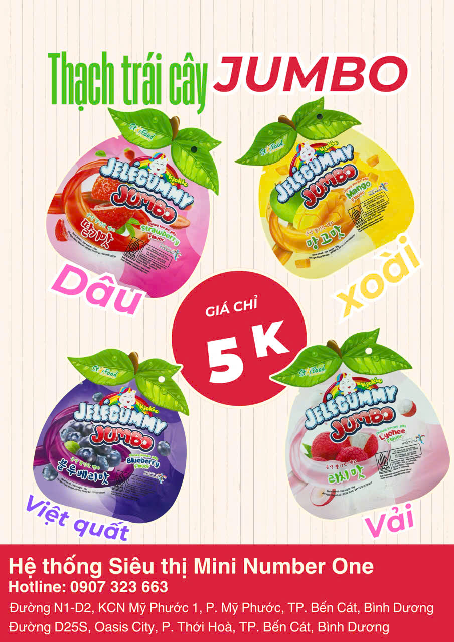 Thạch trái cây Jumbo - Món ăn vặt thơm ngon, tươi mát