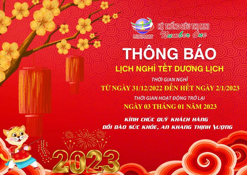 🎆 THÔNG BÁO NGHỈ TẾT DƯƠNG LỊCH 2023