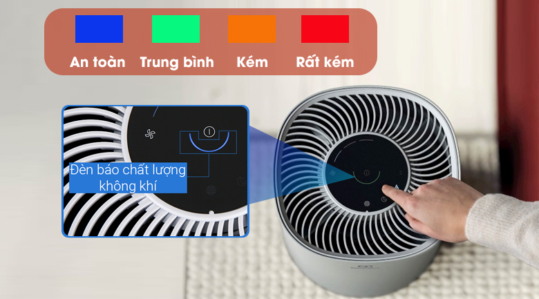 Bảng cảm ứng điều khiển tích hợp đèn thông báo chất lượng không khí 4 cấp độ