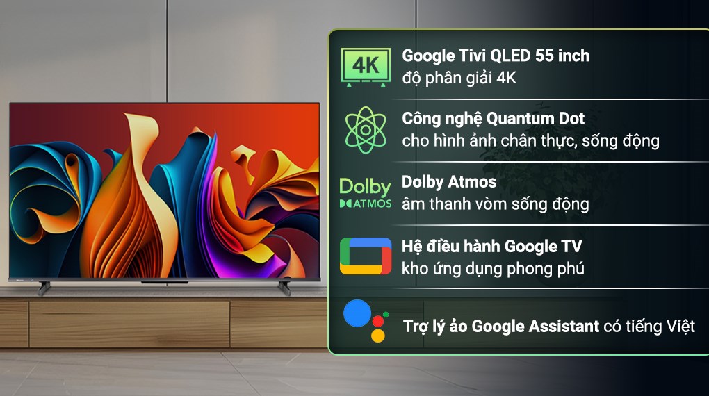 Google Tivi QLED Hisense 4K 55 inch 55Q6N