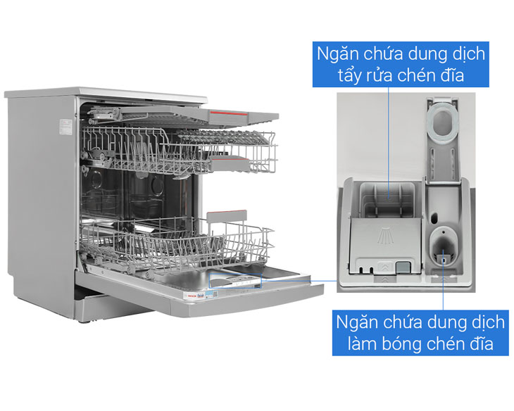 Máy rửa bát Bosch Seri 4 SMS4EMI06E, 14 bộ độc lập có hé cửa, nhập khẩu Ba Lan - Chính hãng