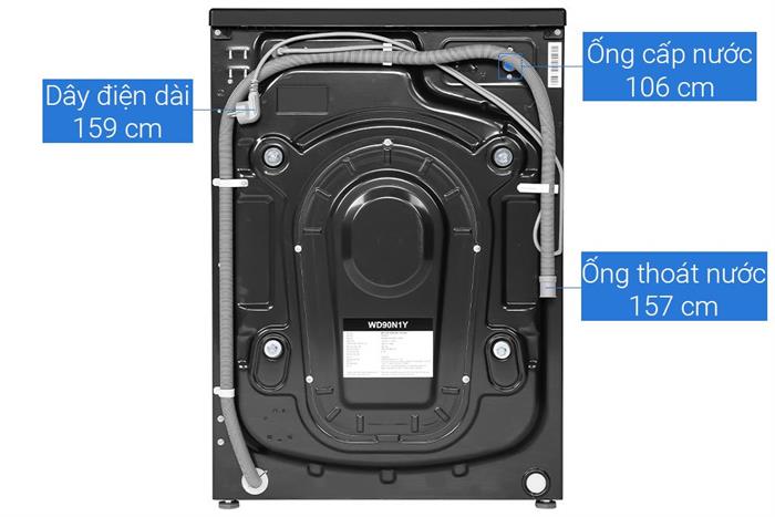 Máy giặt sấy Hisense Inverter giặt 9 kg - sấy 6 kg WD90N1Y