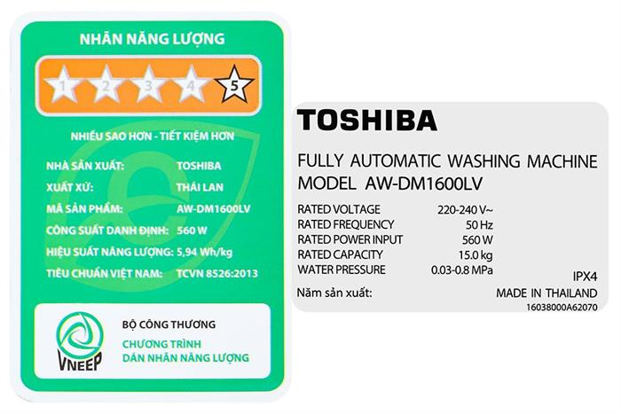 Máy giặt Toshiba Inverter 15 kg AW-DM1600LV(SG)