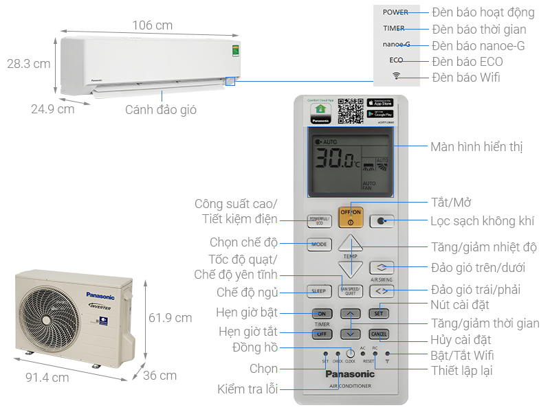 Điều hòa Panasonic 2 chiều 18.000BTU inverter YZ18AKH-8
