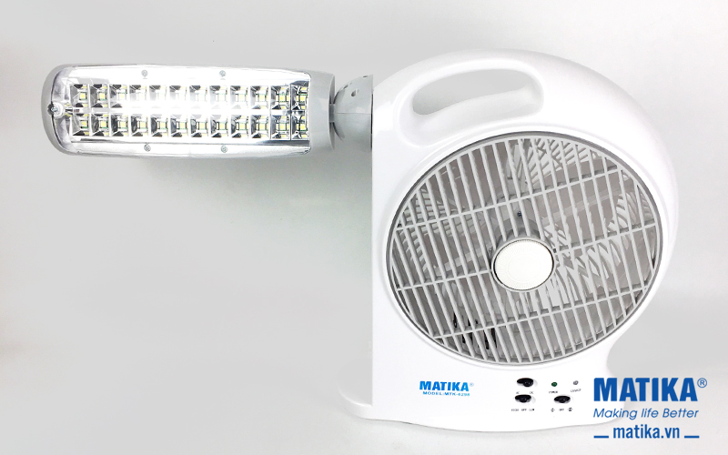 Quạt sạc điện Matika MTK-6298 đèn LED hiện đại, pin khỏe