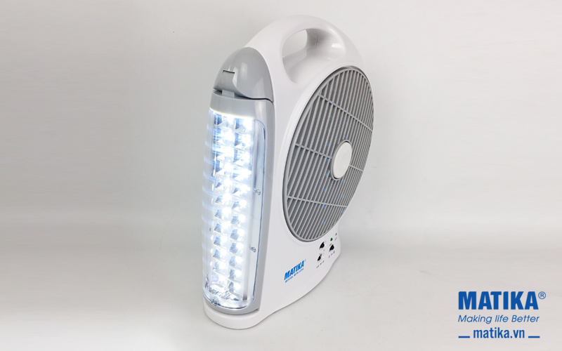Quạt sạc điện Matika MTK-6298 đèn LED hiện đại, pin khỏe