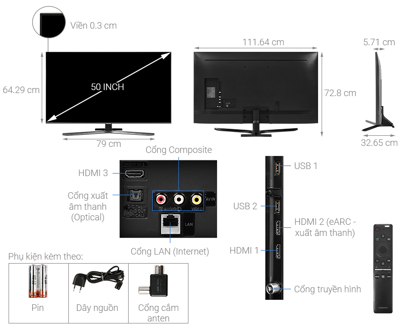 Smart Tivi Samsung 4K 50 inch UA50TU8500 Mới 2020