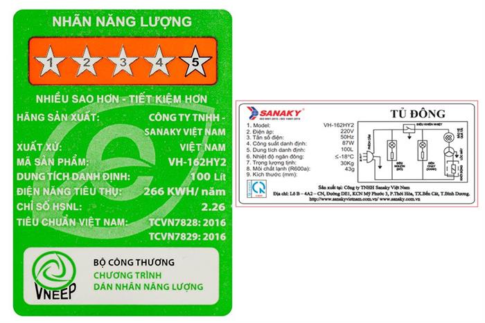 Tủ Đông Sanaky 100 lít VH162HY2