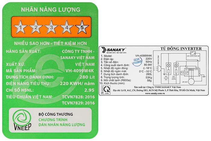 Tủ đông Sanaky Inverter 280 lít TD.VH4099W4K