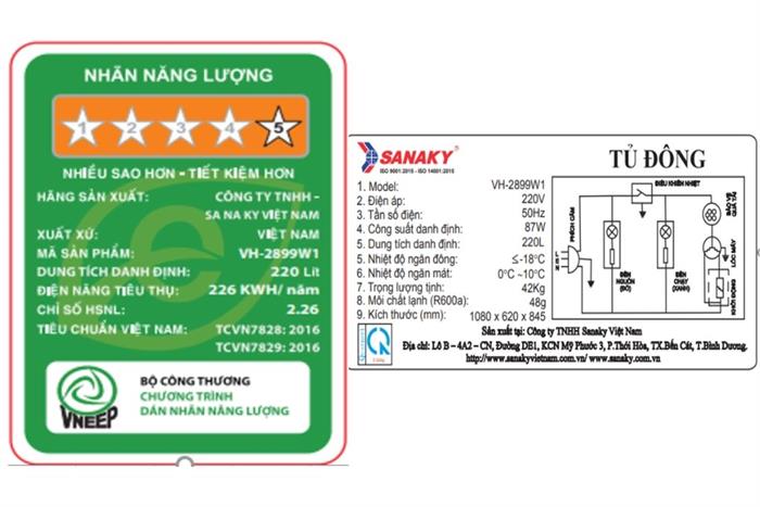 Tủ đông Sanaky 220 lít VH-2899W1