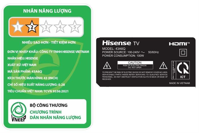 Smart Tivi Hisense 4K 43 inch 43A6Q