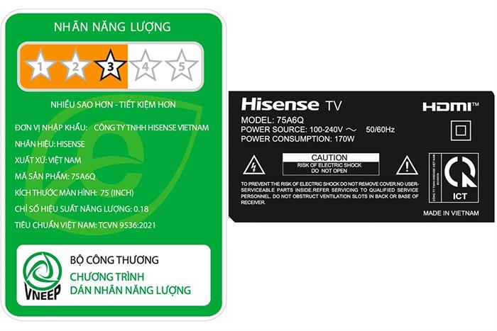 Smart Tivi Hisense 4K 75 inch 75A6Q