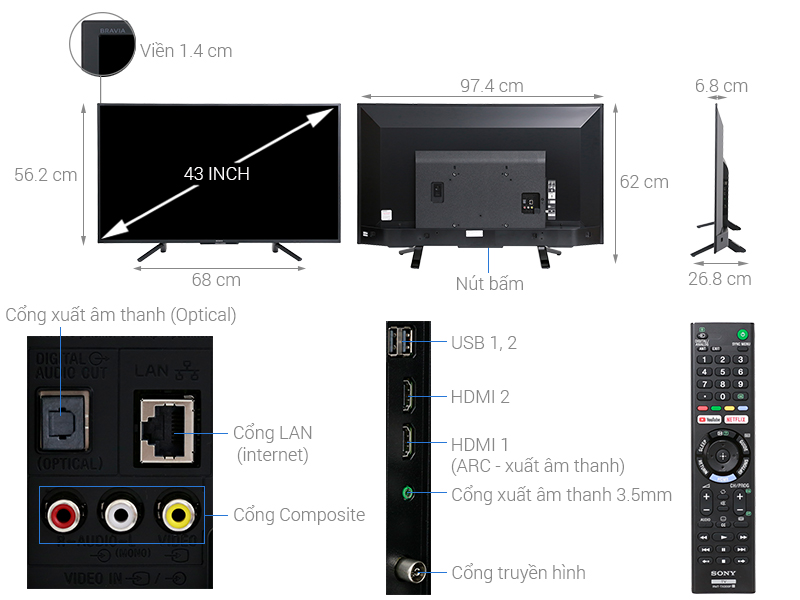Smart Tivi Sony 43 inch KDL-43W660F