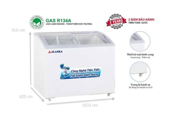 Tủ kem Alaska KC-210 mặt kính cong