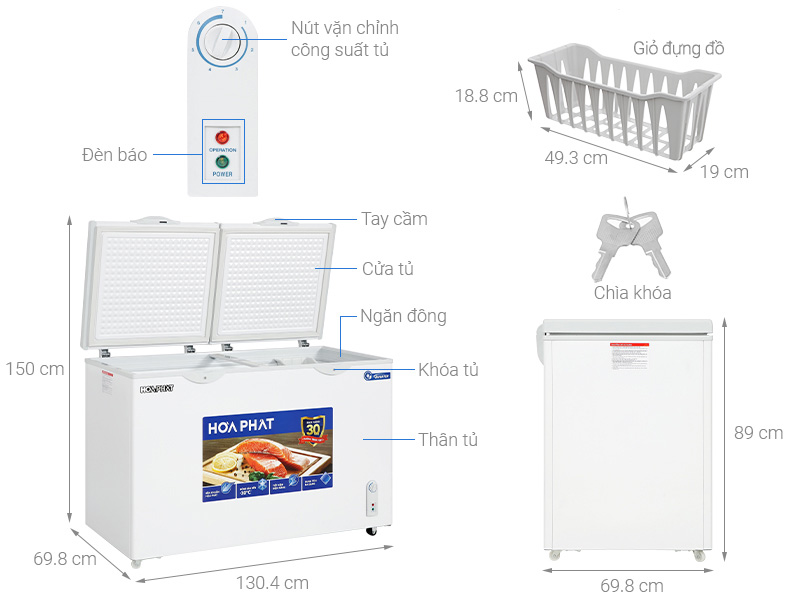 Tủ đông Hòa Phát HPF AD8544 544L Inverter dàn đồng -30oC