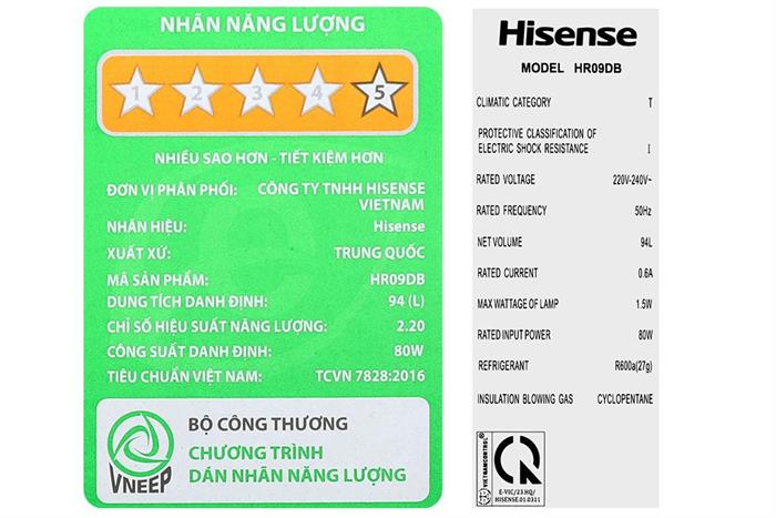 Tủ lạnh Hisense 94 lít HR09DB