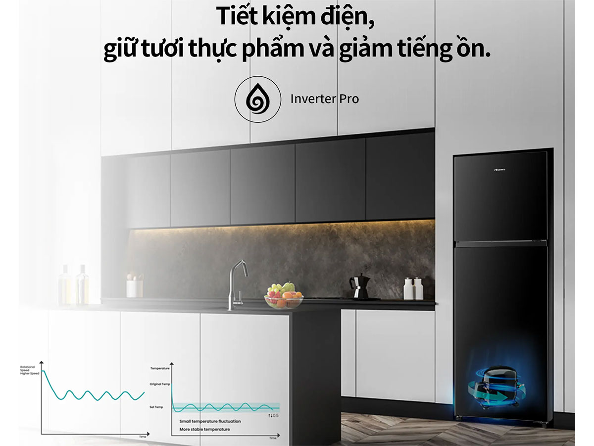 Tủ lạnh Hisense Inverter mặt kính 324 lít RT469N4EBU