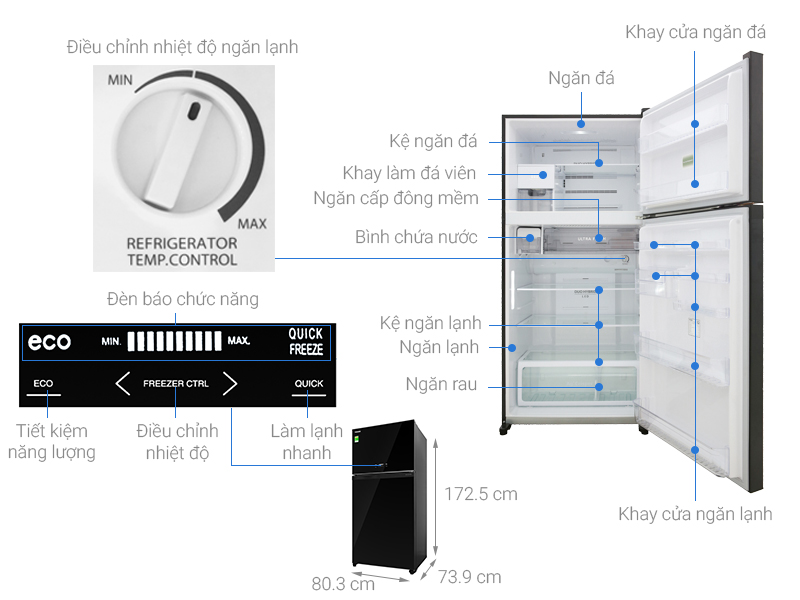 Tủ lạnh Toshiba Inverter 555 lít GR-AG58VA (XK) Xuất xứ Thái Lan- Hàng chính hãng