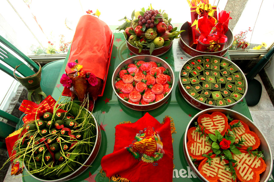 Hình ảnh đồ sính lễ trong nghi thức lễ cưới