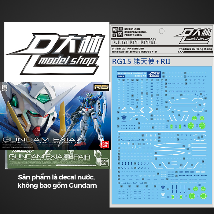 DECAL NƯỚC DALIN D.L MODEL RG EXIA & EXIA REPAIR II