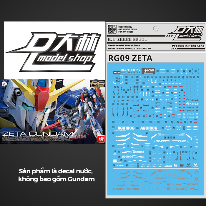 DECAL NƯỚC DALIN D.L MODEL RG ZETA