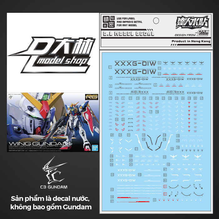 DECAL NƯỚC DALIN D.L MODEL RG WING GUNDAM TV VER