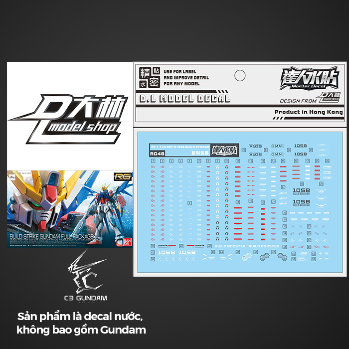 DECAL NƯỚC DALIN D.L MODEL RG BUILD STRIKE GUNDAM
