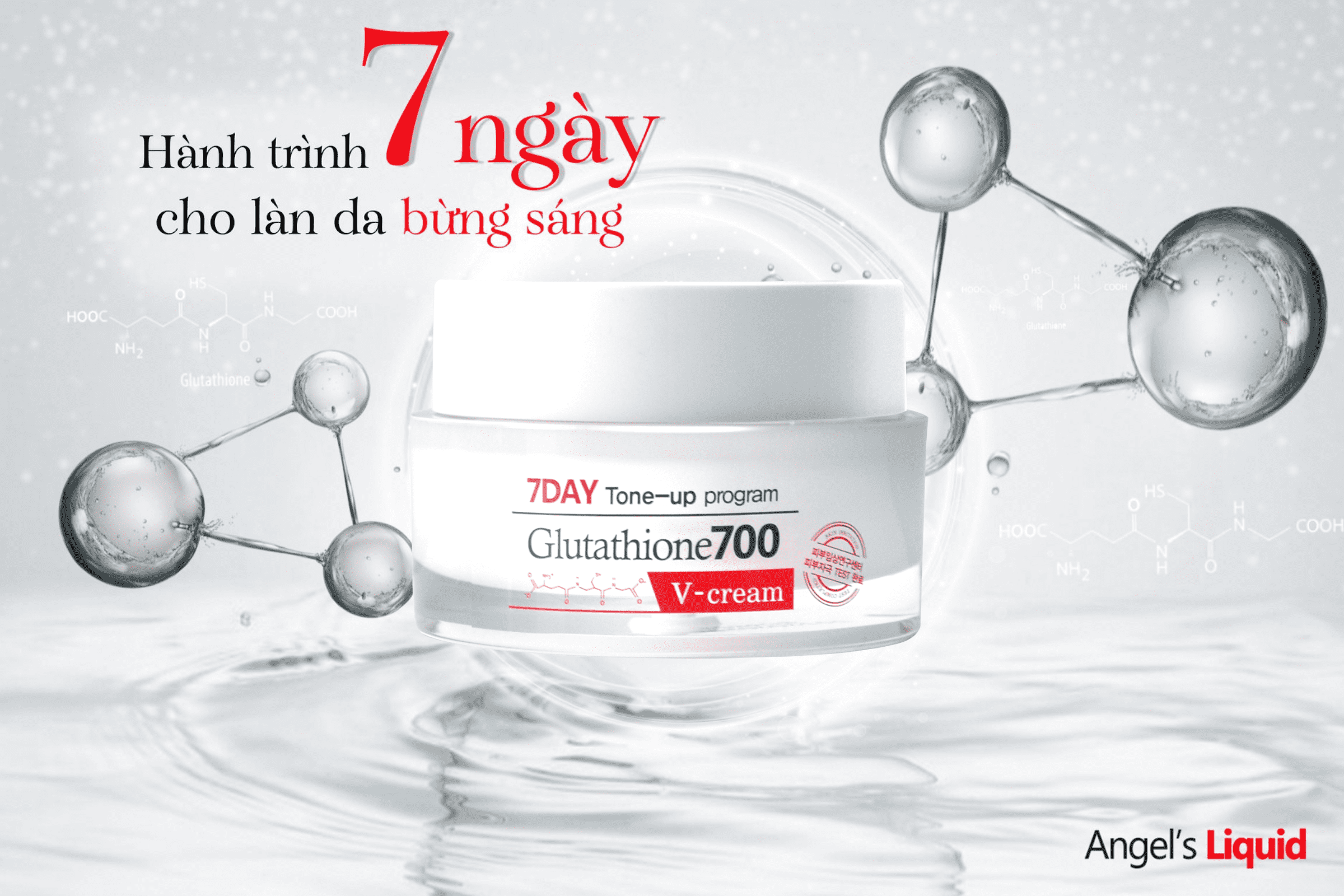 Kem dưỡng trắng toàn diện sau 7 ngày Angel's Liquid 7 DAY whitening program Glutathione 700 V-Cream 50ml - Angel's Liquid Viet Nam