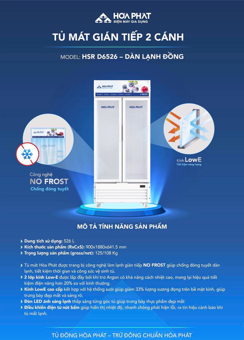 Tủ mát Hòa Phát HSR D8526 Tủ mát Hòa Phát HSR D8526
