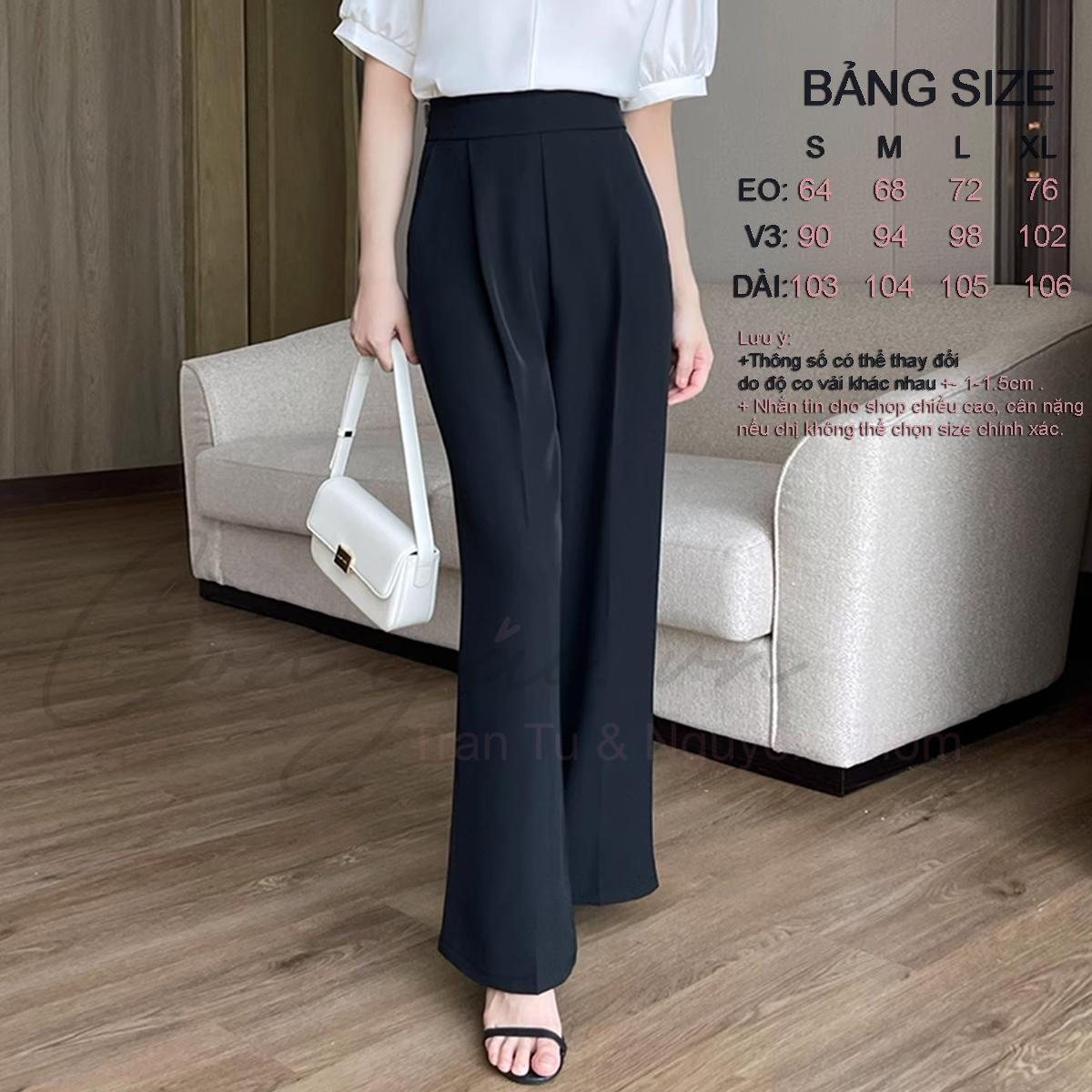 Quần ống xuông cạp cao Congaivn QOXCC vải tyết mưa cầu vồng dày, mát màu ĐEN