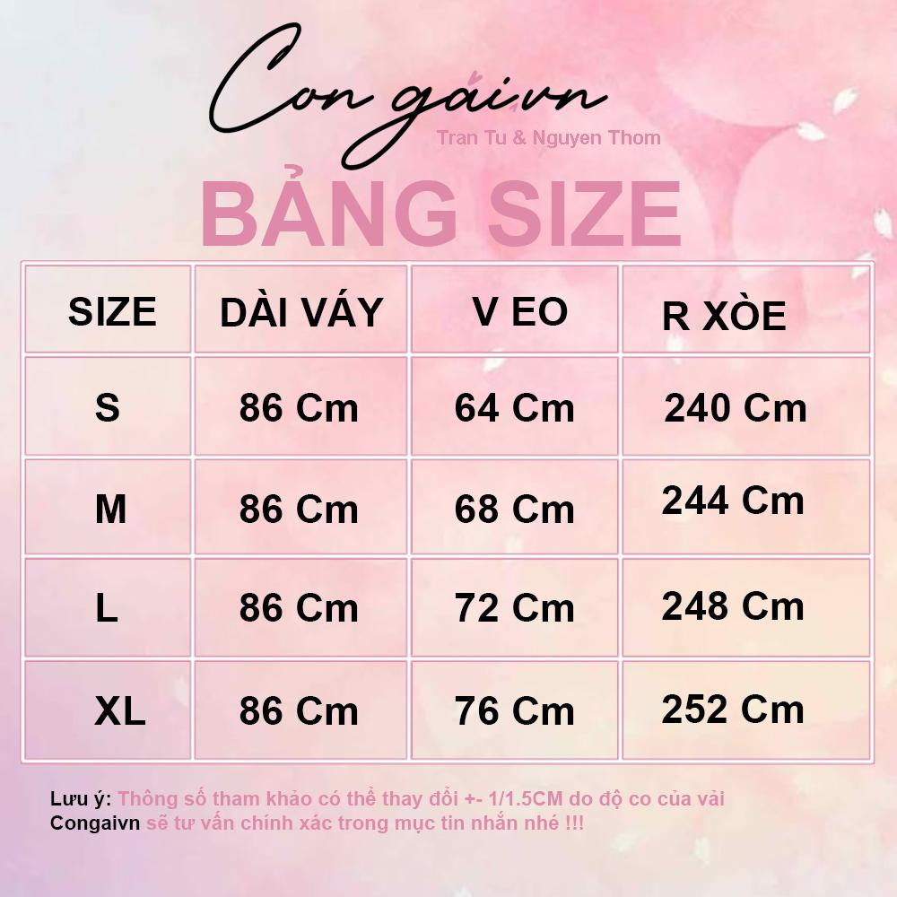 Chân váy xòe dài 8 mảnh Congai.vn CVX8M-01 vải tyết mưa cầu vông dày dặn màu Đen