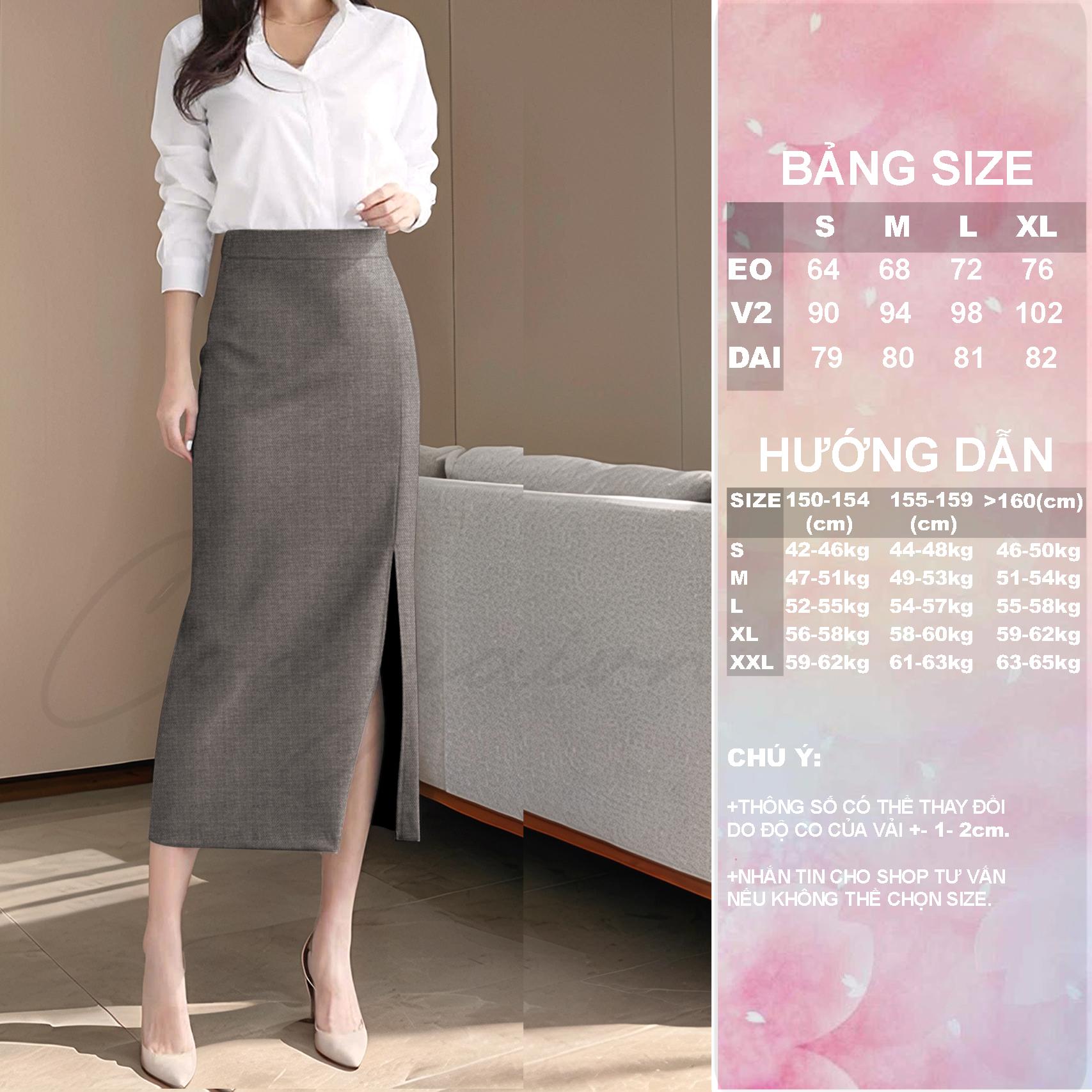 [ Congaivn ]Chân váy Bút chì, dáng dài, cạp cao tôn dáng, xẻ trước che bụng,CV04 chất đẹp dày dặn.