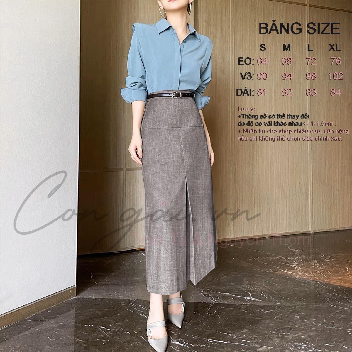 Chân váy bút chì dài cạp cao, xếp ly giữa congaivn CV08 nhiều màu