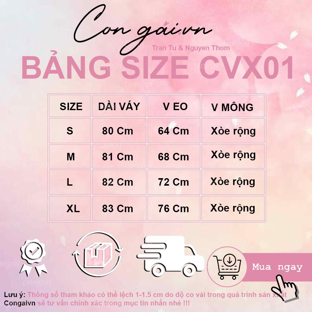 Chân váy xòe dài 4 mảnh Congai.vn CVX01 vải Tuyết Mưa Vitex Cầu vồng dày,màu đen