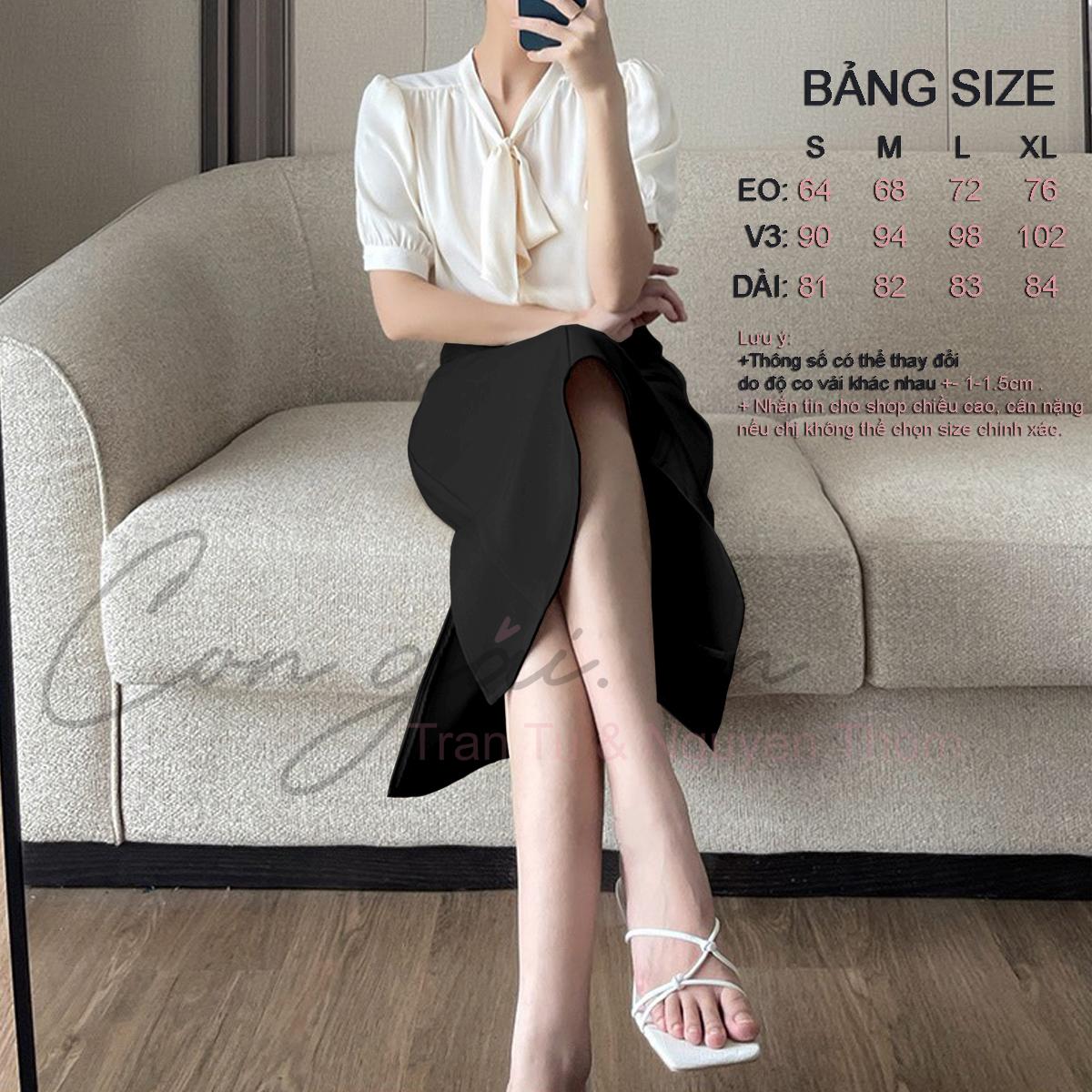 Chân váy đuôi cá dáng dài Congaivn CVDC-01 vải dày 1 lớp vải kate dày co giãn màu đen