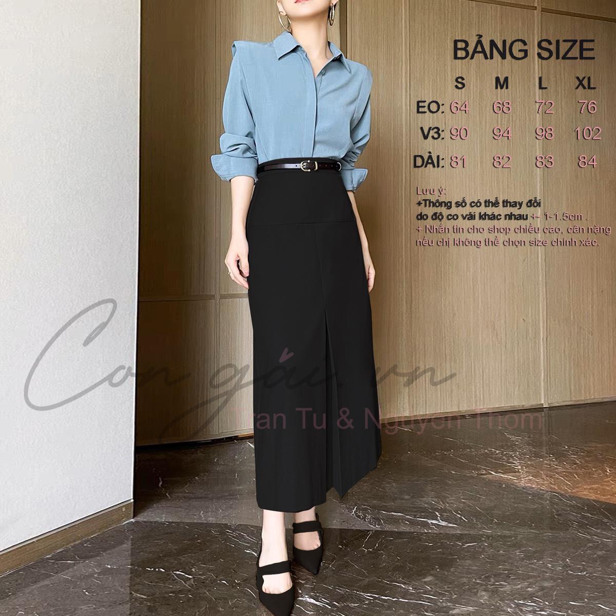 Chân váy bút chì dài cạp cao, xếp ly giữa congaivn CV08 nhiều màu