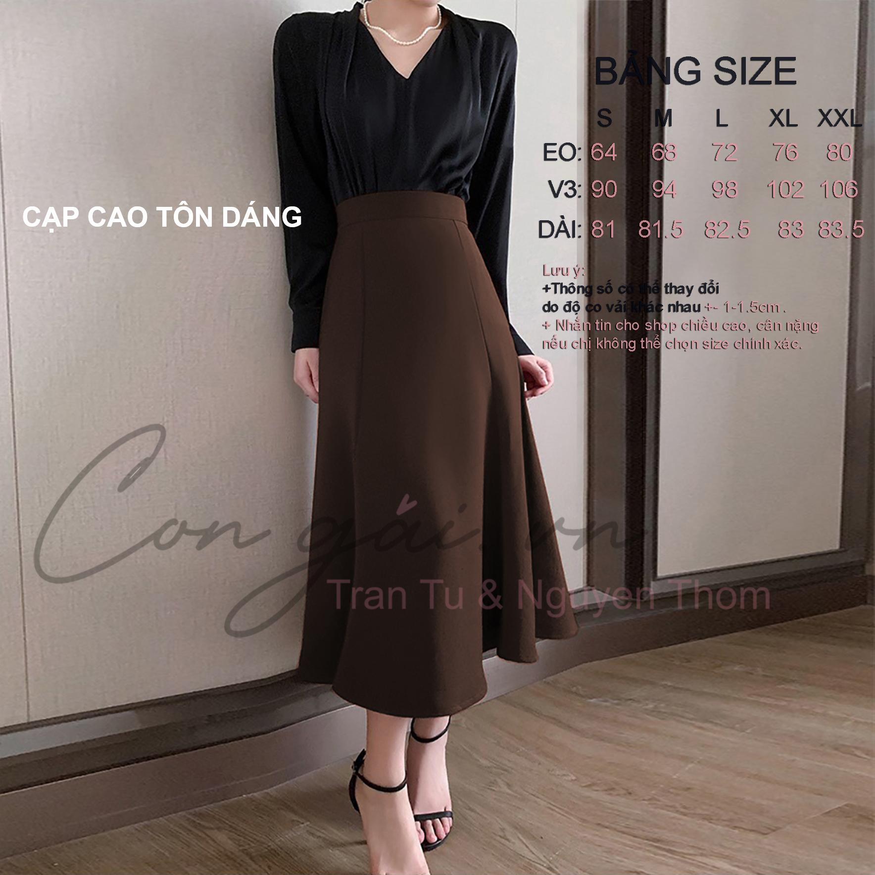 Chân váy xòe 6 mảnh dáng dài, cạp cao, có túi 2 bên Congai.vn CVX6M vải tyết mưa dày nhiều màu 2024