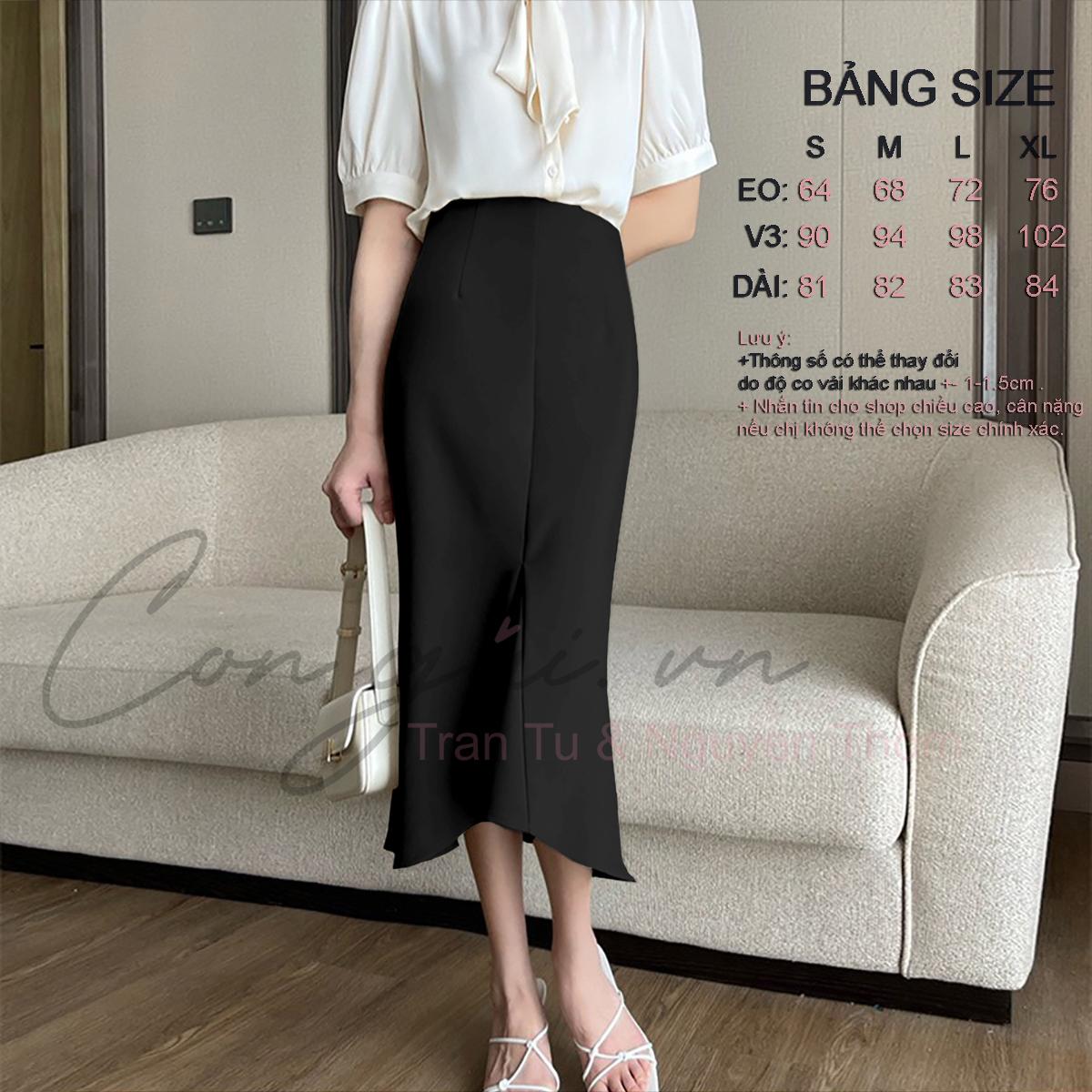 Chân váy đuôi cá dáng dài Congaivn CVDC-01 vải dày 1 lớp vải kate dày co giãn màu đen