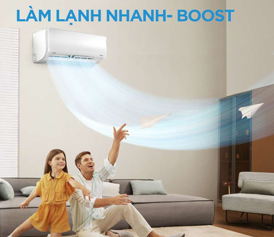 làm lạnh cục nhanh trên máy lạnh Midea inverter 2hp